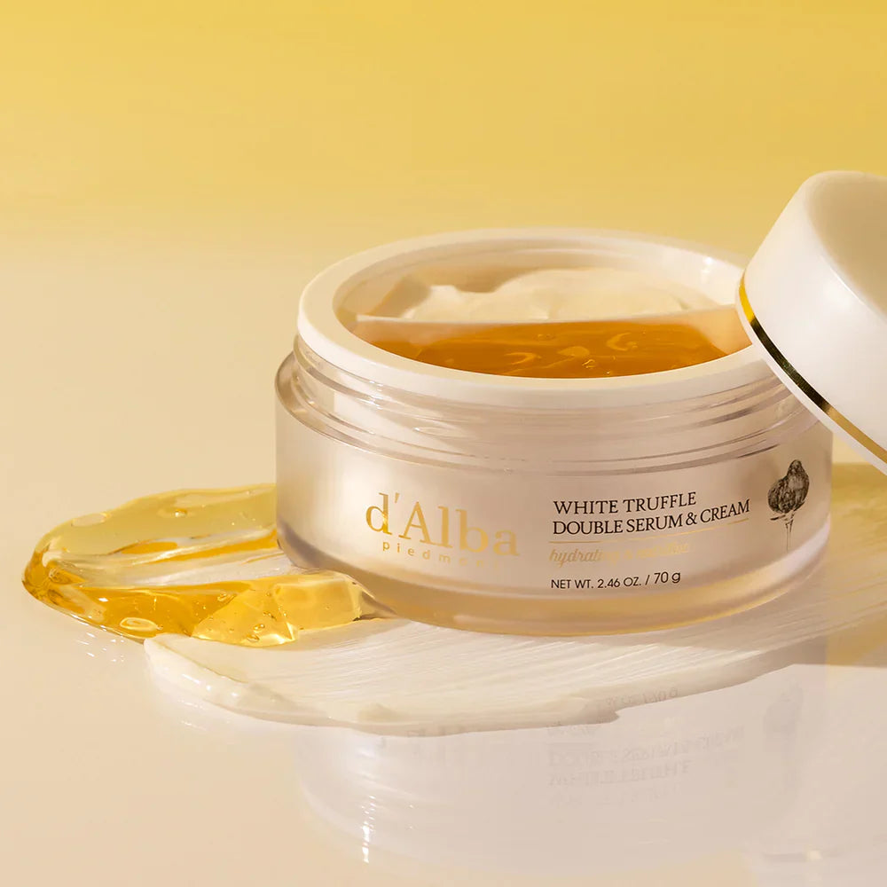 D'ALBA baltojo triufelio dvigubas serumas ir kremas 70 g