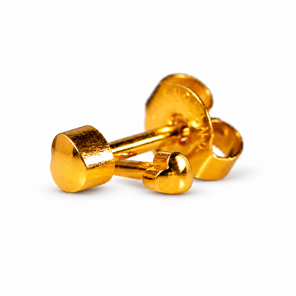 Caflon Mini Širdelė 3mm stud tipo auskarai, paauksuoti