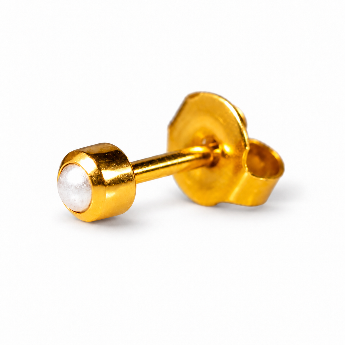 Caflon Perlo Kabošonas 4mm stud tipo auskarai, paauksuoti