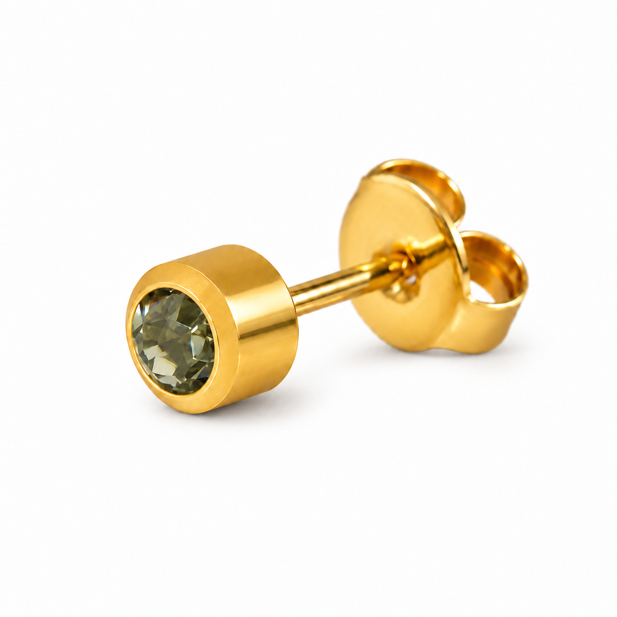 Caflon Juodasis Deimantas 4mm stud tipo auskarai, paauksuoti