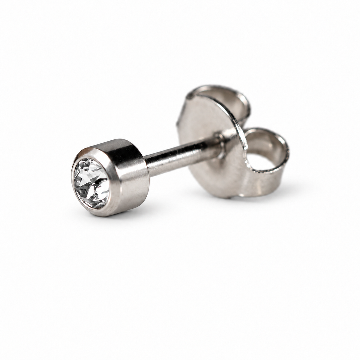 Caflon Kristalas 4mm stud tipo auskarai su skaidriu akmenėliu, nerūdijantis plienas