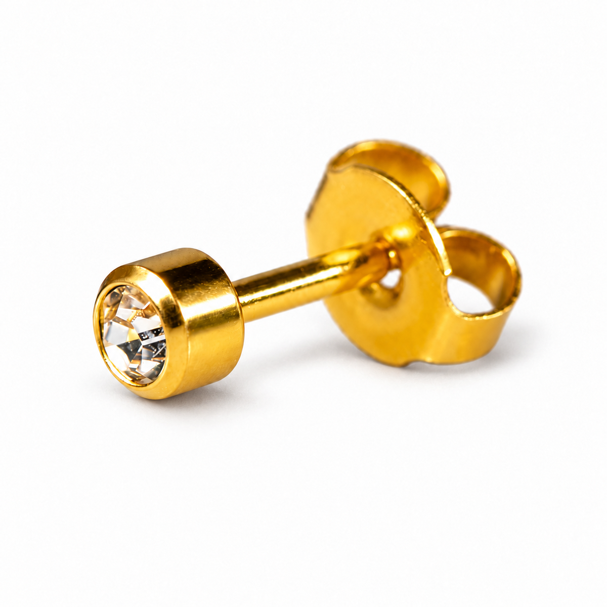 Caflon Kristalas 4mm stud tipo auskarai su skaidriu akmenėliu, paauksuoti