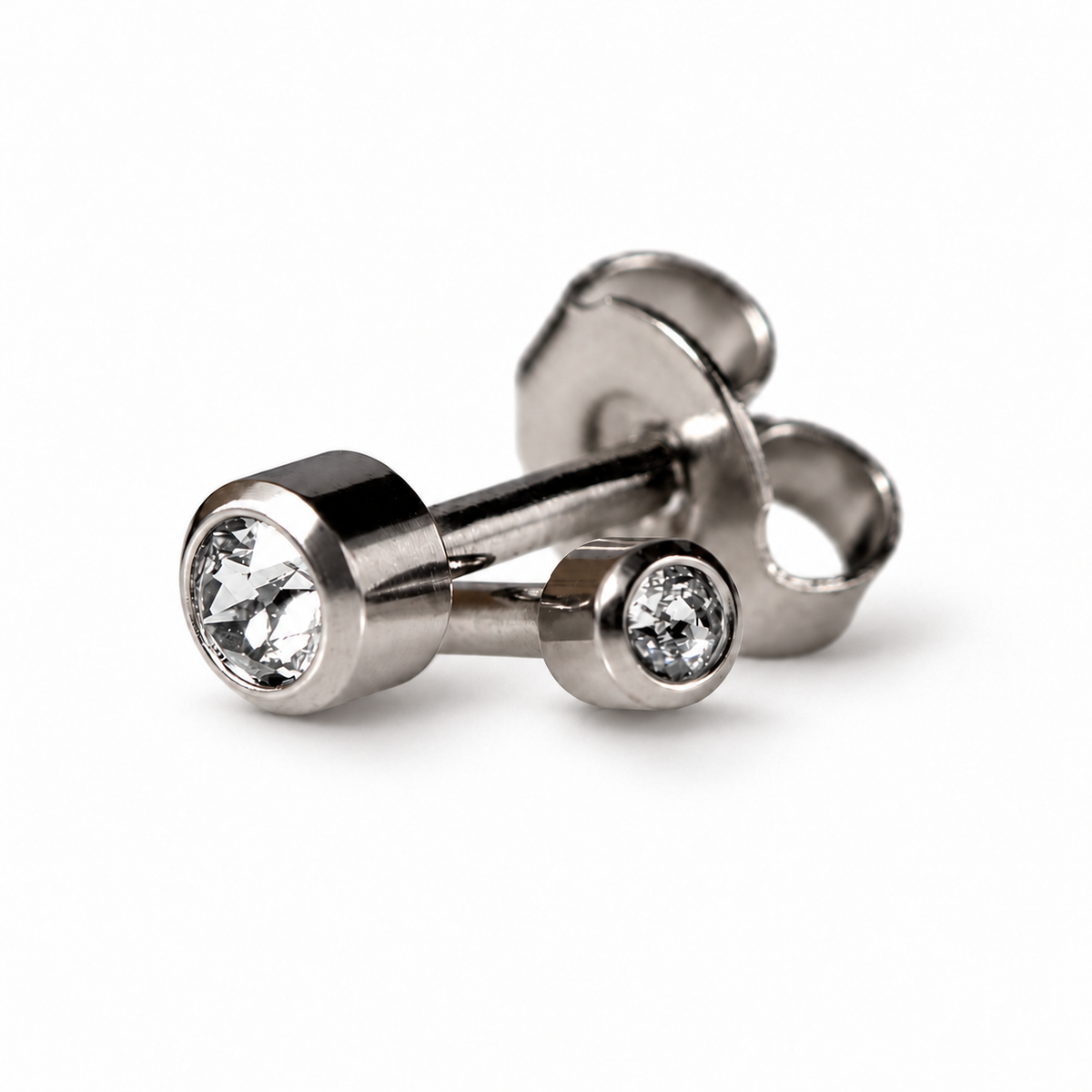 Caflon Mini Kristalas 3mm stud tipo auskarai su skaidriu akmenėliu, nerūdijantis plienas