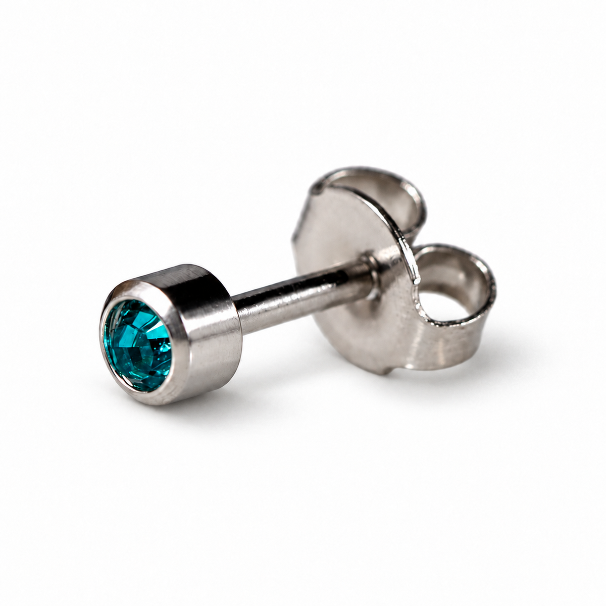 Caflon Mėlynasis Cirkonas 4mm stud tipo auskarai su mėlynu akmenėliu, nerūdijantis plienas
