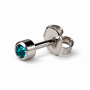 Caflon Mėlynasis Cirkonas 4mm stud tipo auskarai su mėlynu akmenėliu, nerūdijantis plienas