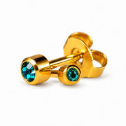 Caflon Mini Mėlynasis Cirkonas 3mm stud tipo auskarai su mėlynu akmenėliu, paauksuoti
