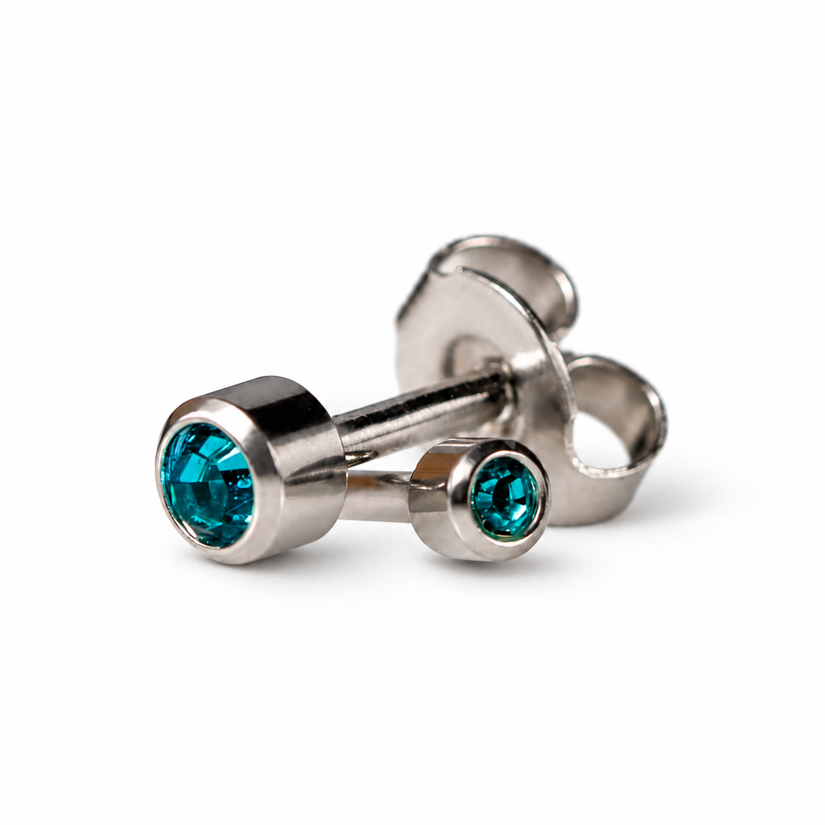Caflon Mini Mėlynasis Cirkonas 3mm stud tipo auskarai su mėlynu akmenėliu, nerūdijantis plienas