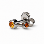 Caflon Mini Topazas 3mm stud tipo auskarai su oranžiniu akmenėliu, nerūdijantis plienas