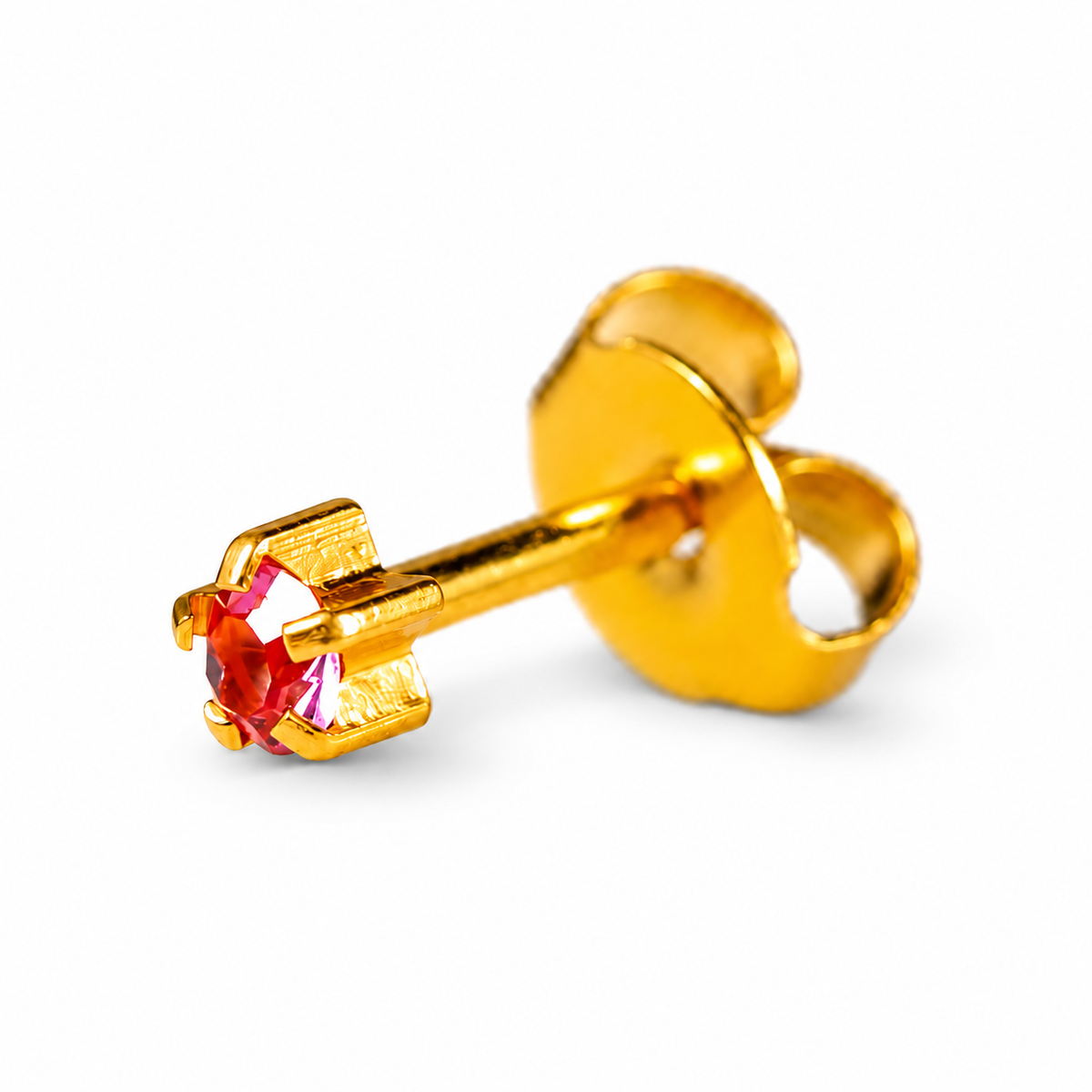 Caflon Rožinis Cirkonas Įtvare 4mm stud tipo auskarai su rožiniu akmenėliu, paauksuoti