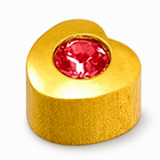 Caflon Rubino Širdelė 4mm stud tipo auskarai su raudonu akmenėliu, paauksuoti