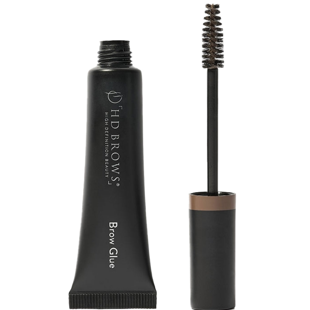 HD Brows Brow Glue Light Ash Brown pakuotė ir šepetėlis