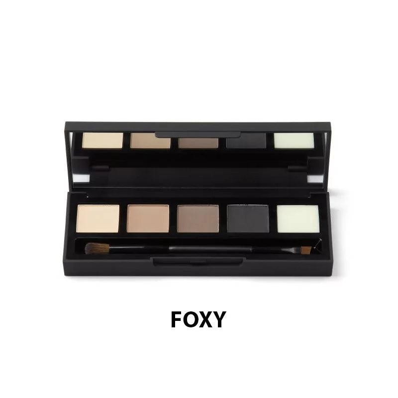 Atidaryta HD Brows Foxy akių ir antakių paletė su šepetėliu